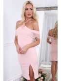 Dress with a tie around the neck, light pink ZZ312 - Online store - Boutique